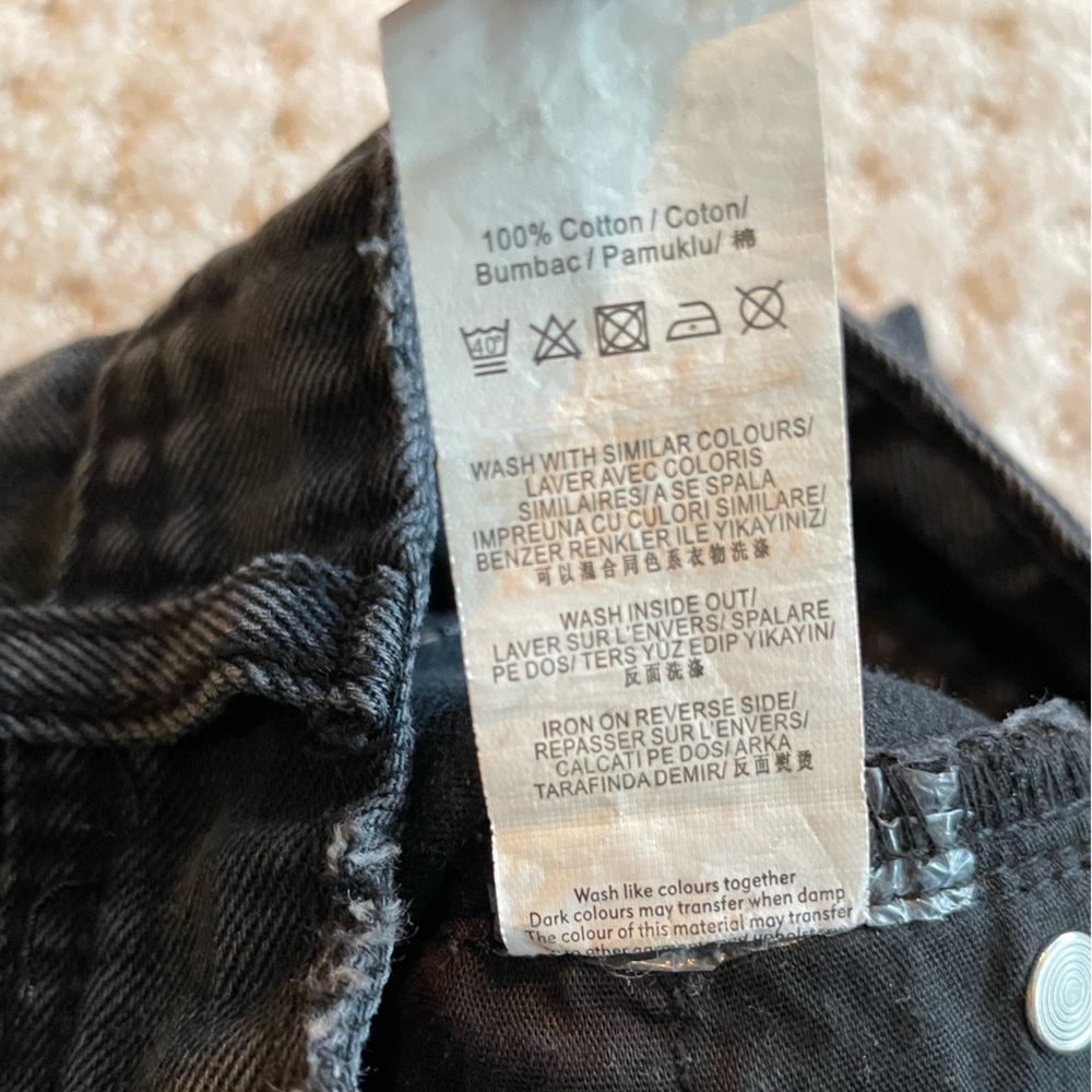 Misguided Straight Leg High Rise Mom Denim Jeans Washed Black Frayed Hem 4 - Picture 5 of 9